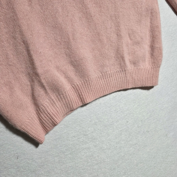 VINTAGE SCOTTISH PINK LAMBSWOOL ANGORA SHAWL COLLAR SWEATER SZ L - Picture 5 of 7